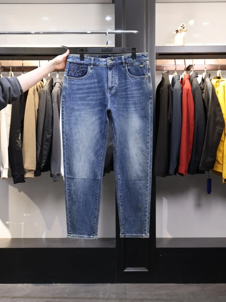 

Comfortable Loose Fit Cotton Elastic Youthful Style Jeans mid Waist Machine Embroidery Anti-Wrinkle Wear-Resistant Fall New A...