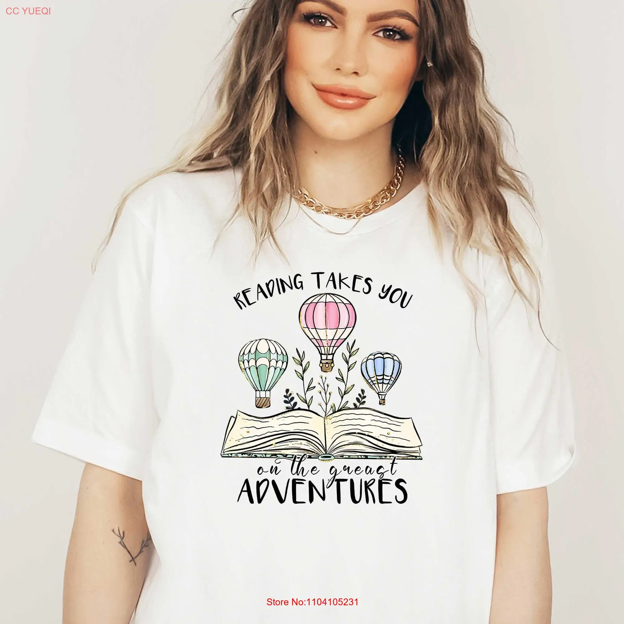 Book Lover T Shirt Reading Takes You on The Greatest Adventures Bookish Librarian B188 long or short sleeves