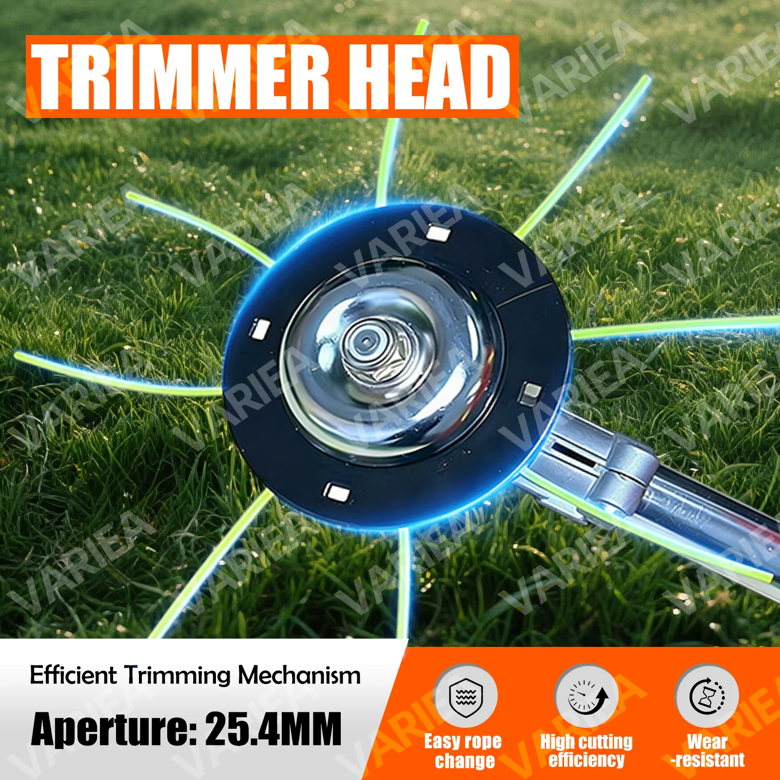 VARIEA-Black Trimmer Head, Includes 4 Lines Replacement Lawn Mower | Universal Lawn Mower Parts