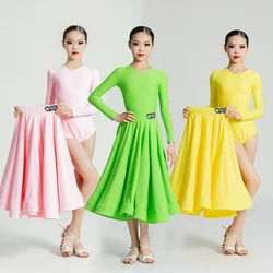 4 Colors Waltz Ballroom Dance Dresses Girls Latin Dance Competition Dress Kids Party Performance Modern Dancing Clothes