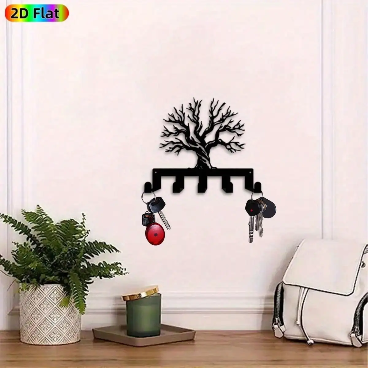 CIFBUY Iron Wall Art Vintage Leaf Key Holder 5 Hooks Hand Forged Entryway Living Room Decor