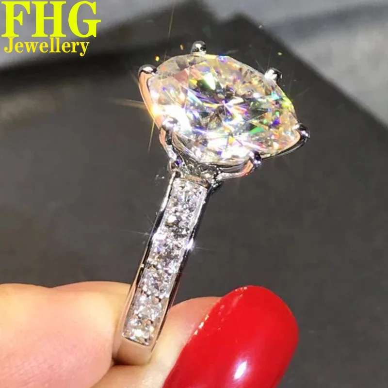 6 7 8 9 10 Carat Solid Au375 9K White Gold Ring DVVS1 Moissanite Diamonds Ring Round Shape Wedding Party Engagement birthday