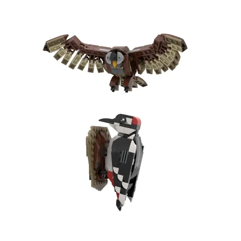 Creative holiday gifts featuring small particle assembly of building blocks, MOC animals, birds and other animal types