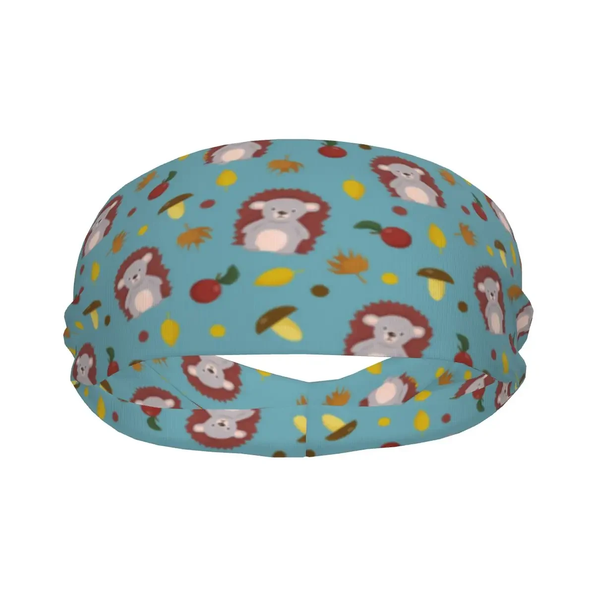 Sports Headband Cute Hedgehog With Botanical Elements Running Fitness Sweatband Absorbent Cycling Jog Hair Bandage