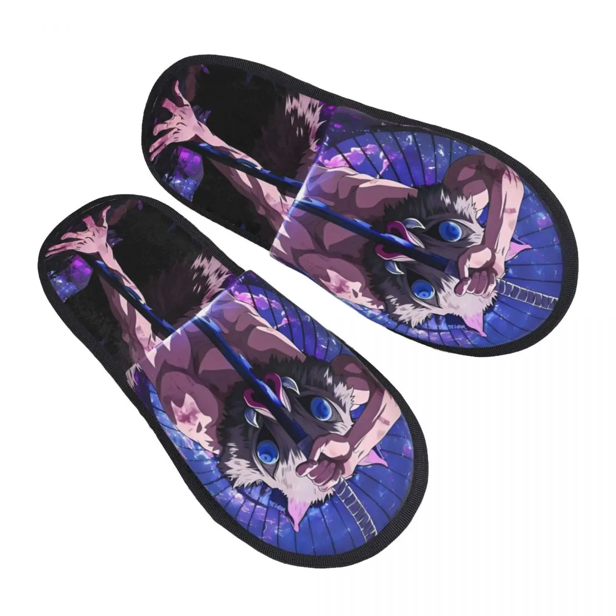 Winter Slippers Inosuke Hashibira Accessories Household Fur Slippers Slides Bedroom Anime Demon Slayer Cozy Non Slip Slides