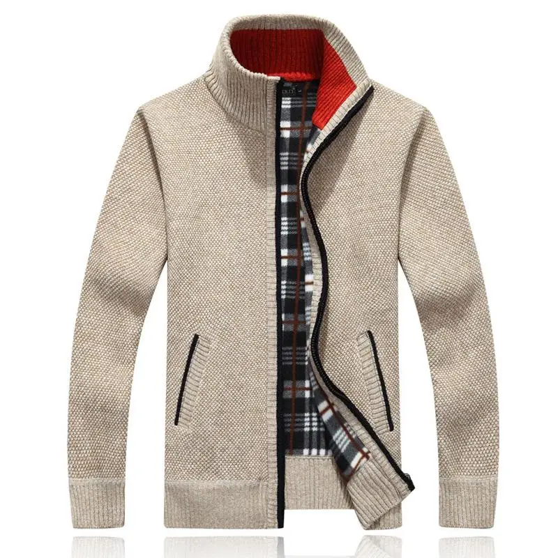 

Men's Fleece Lined Thick Knitted Cardigan Winter Warm Zipper Golf Sport Outerwear Casual Knitwear Sweater