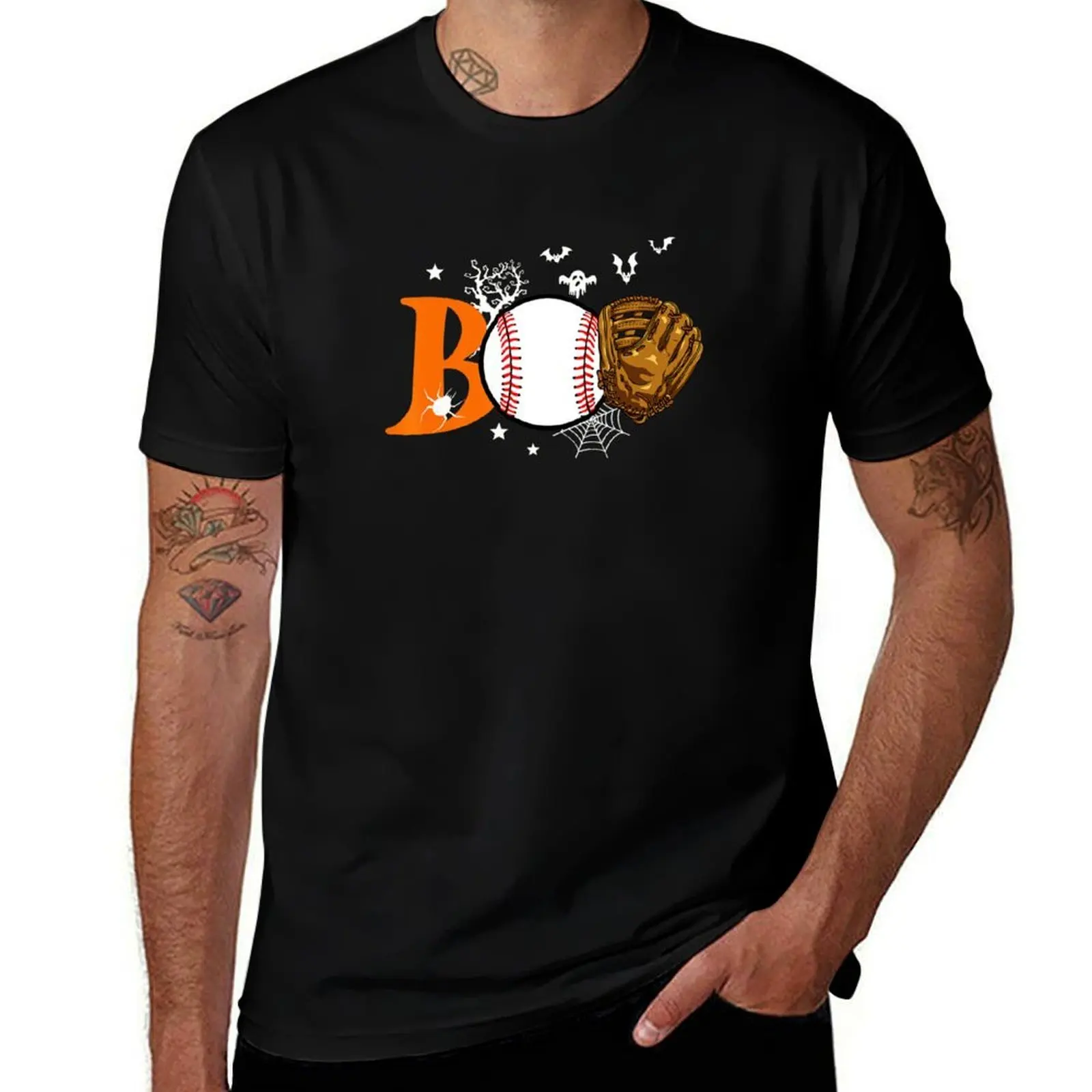 Boo Baseball Halloween Player Catcher Pitcher Spooky Season T-Shirt Anti-Pilling Casual T-Shirt