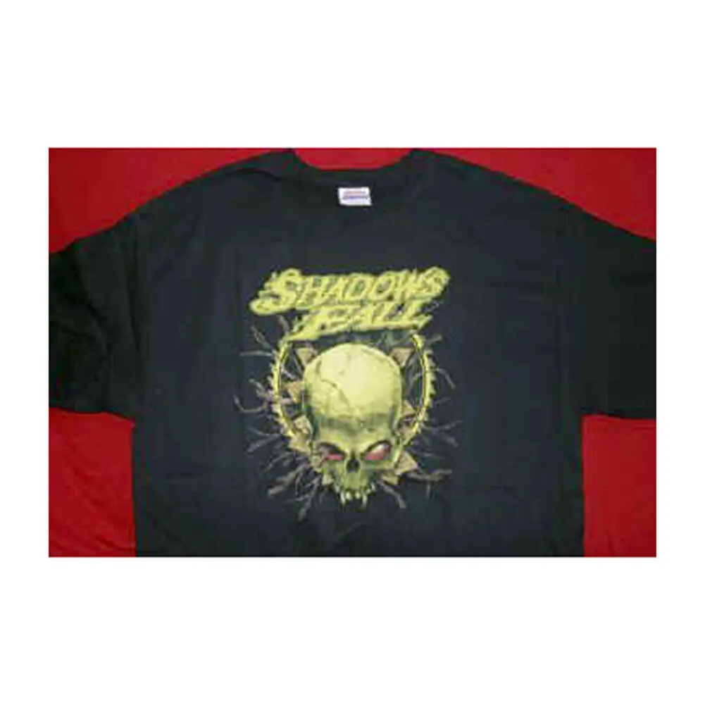 Men'S Shadows Fall Saw Skull T Shirt Small Black