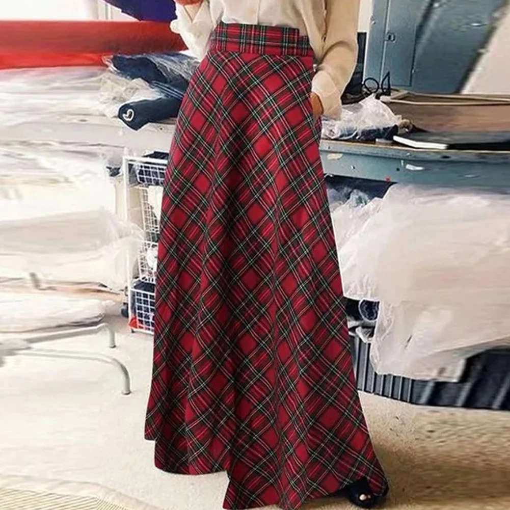 Casual Outings Plaid Skirt High Waist Casual Skirt Skirt Simple Basic Skirt Microelasticity Suitable For Daily Use
