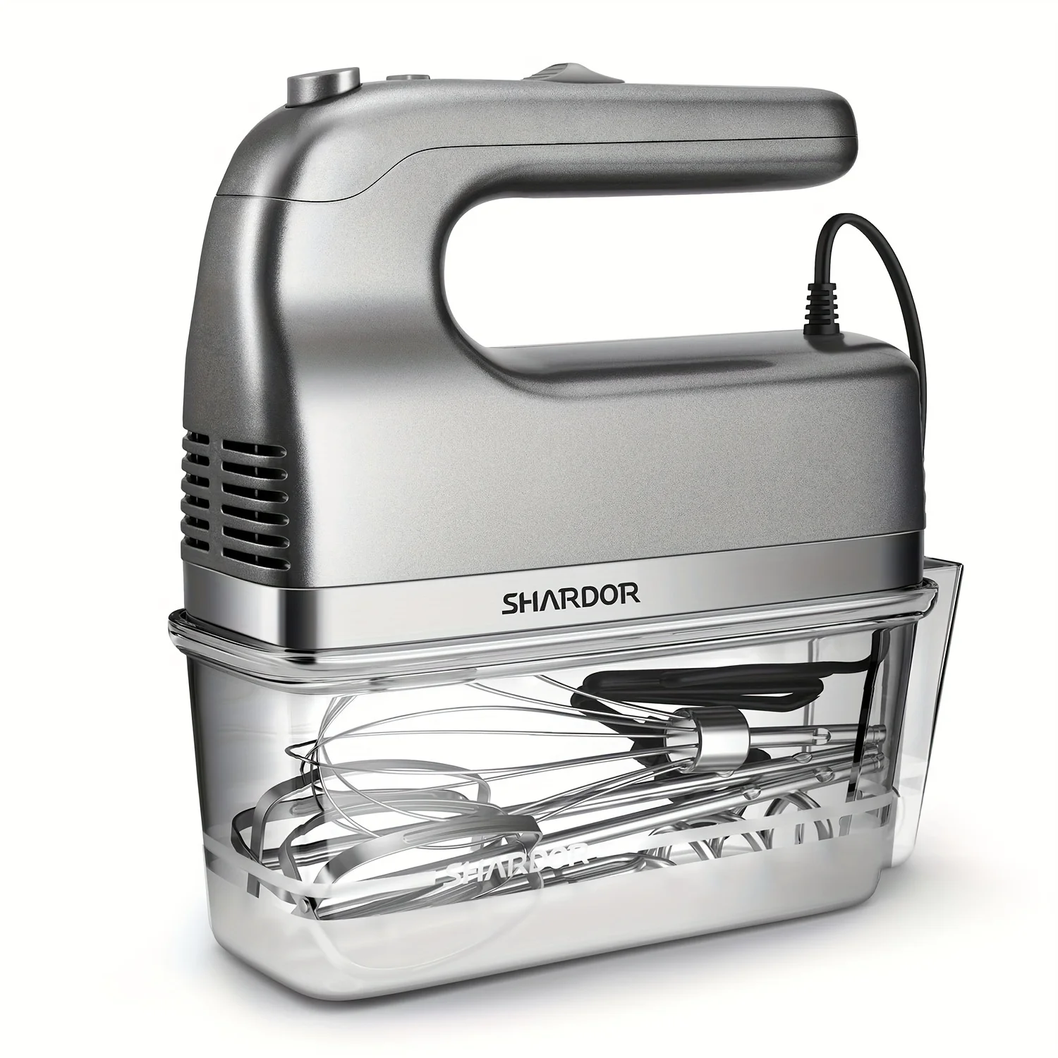 

Hand Mixer, Handheld Mixer With Storage Case 5-Speed Plus Turbo Hand Mixer Electric With 5 Stainless Steel Attachments(2