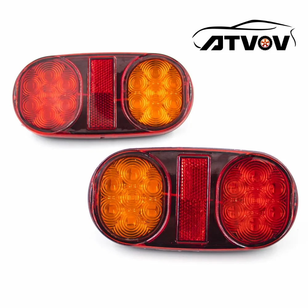 ATVOV 2pcs 12V 24V 14 LED Car Truck Tail Light Taillight Rear Stop Brake Light Indicator Signal Lamp Trailer Caravan Van Lorry