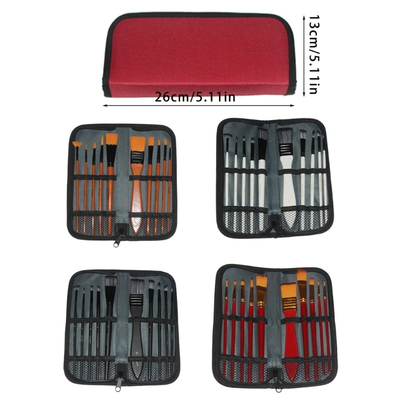 10pcs pincel pintura profissional com estojo armazenamento pincel aquarela
