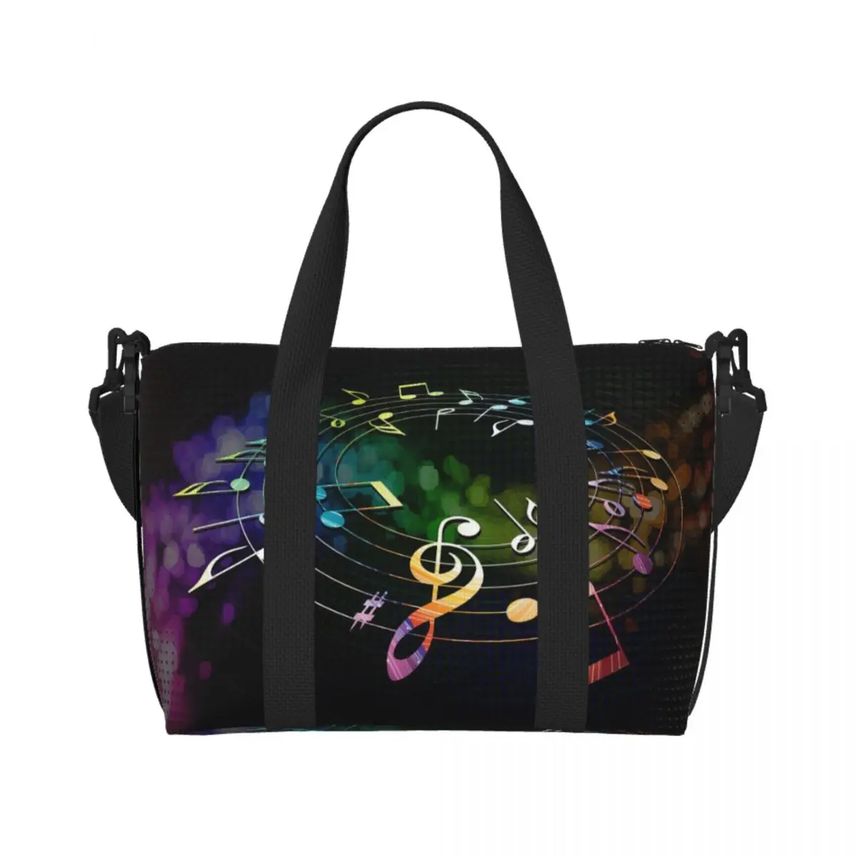 

Music Notes Fill Tote Bag Women Large Capacity Gym Beach Shoulder Travel Bag Print One Size Duffle Bag