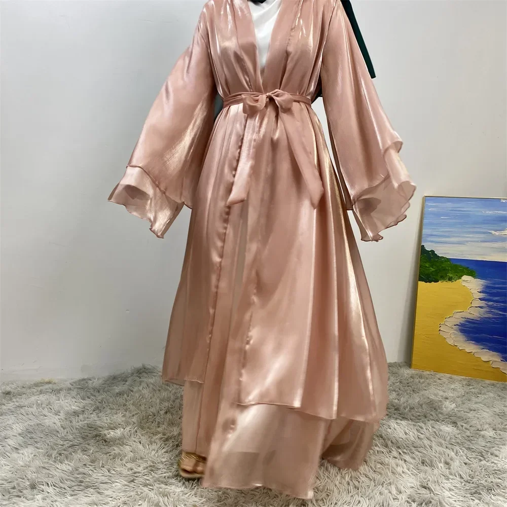 عبايات كيمونو للنساء فستان مسلم متواضع مغربي دبي عباية مفتوحة ستان جلابية عيد تركيا قفطان رمضان ملابس إسلامية