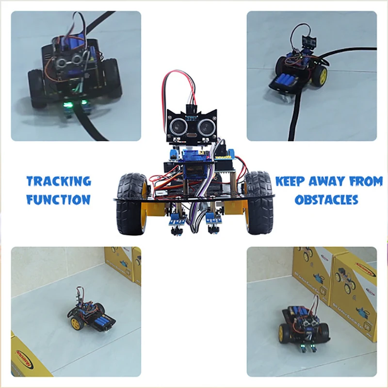 Programowanie 2WD inteligentny robot zestaw samochodowy z napędem silnikowym/modułem śledzenia/serwo G90 dla Arduino ZYC0002 ultradźwiękowy uchwyt mocujący zabawka