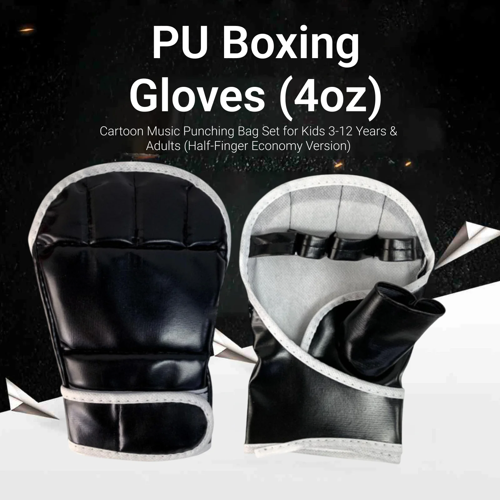 2x قفازات ملاكمة نصف اصبع خفيفة الوزن مفتوحة النخيل حامي اللكم قفازات ل الملاكمة الملاكمة التايلاندية الكاراتيه القتال Mma تجريب