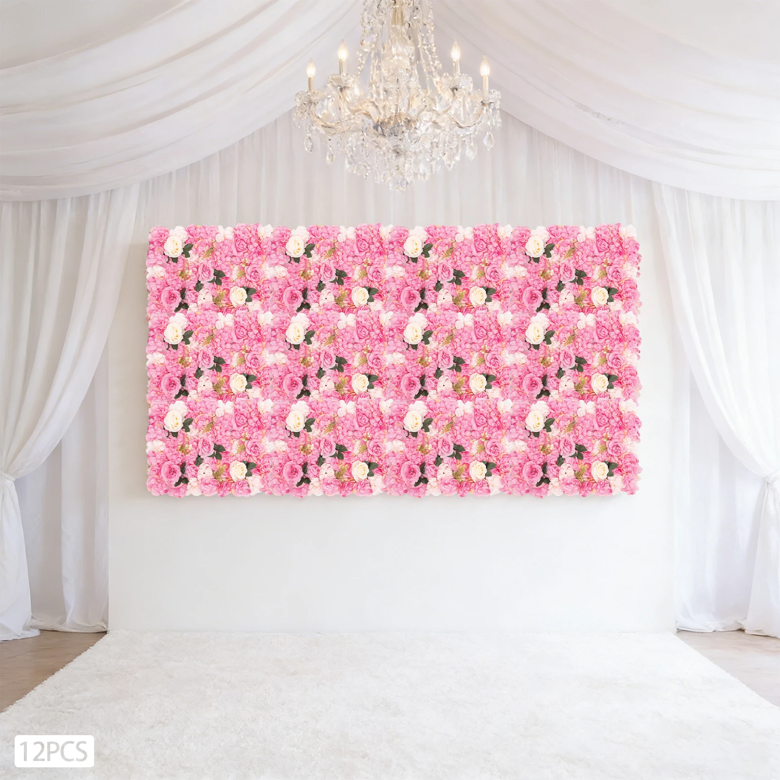 

12 прочных и долговечных панелей для цветочных стен (розовые) для использования в помещении и на улице, для свадебных фонов и проходов