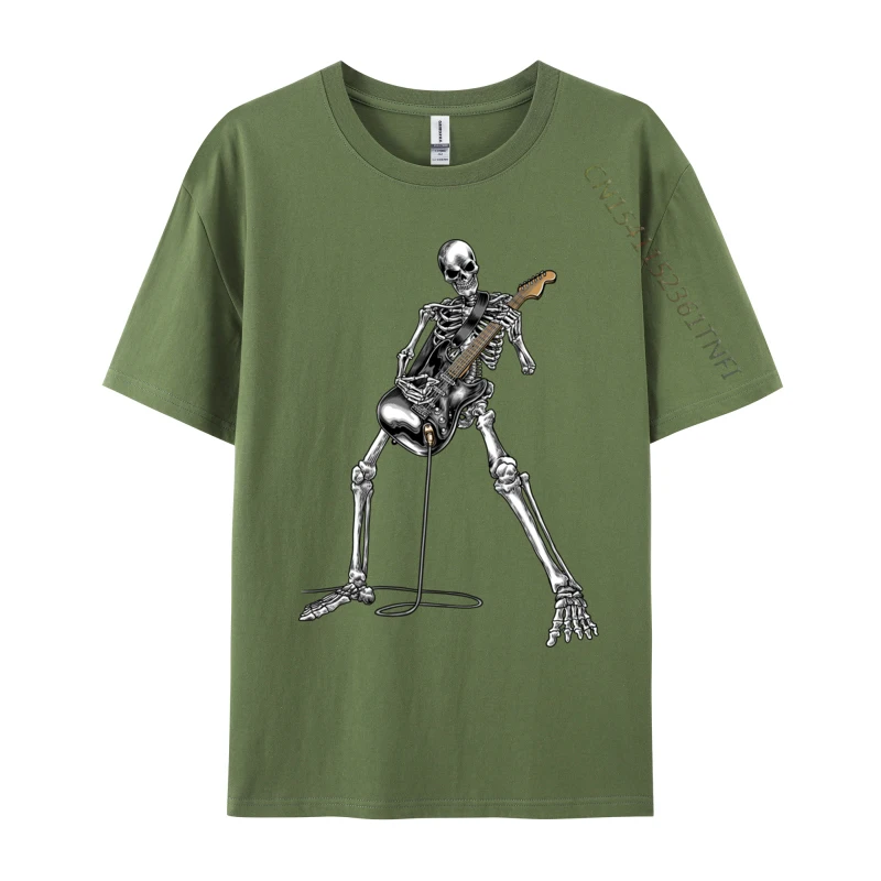 Skeleton Playing Guitar Rock And Roll Graphic Band Tees Normal T Shirt Crazy New Arrival Men ostern Day T Shirt Crazy - Image 3