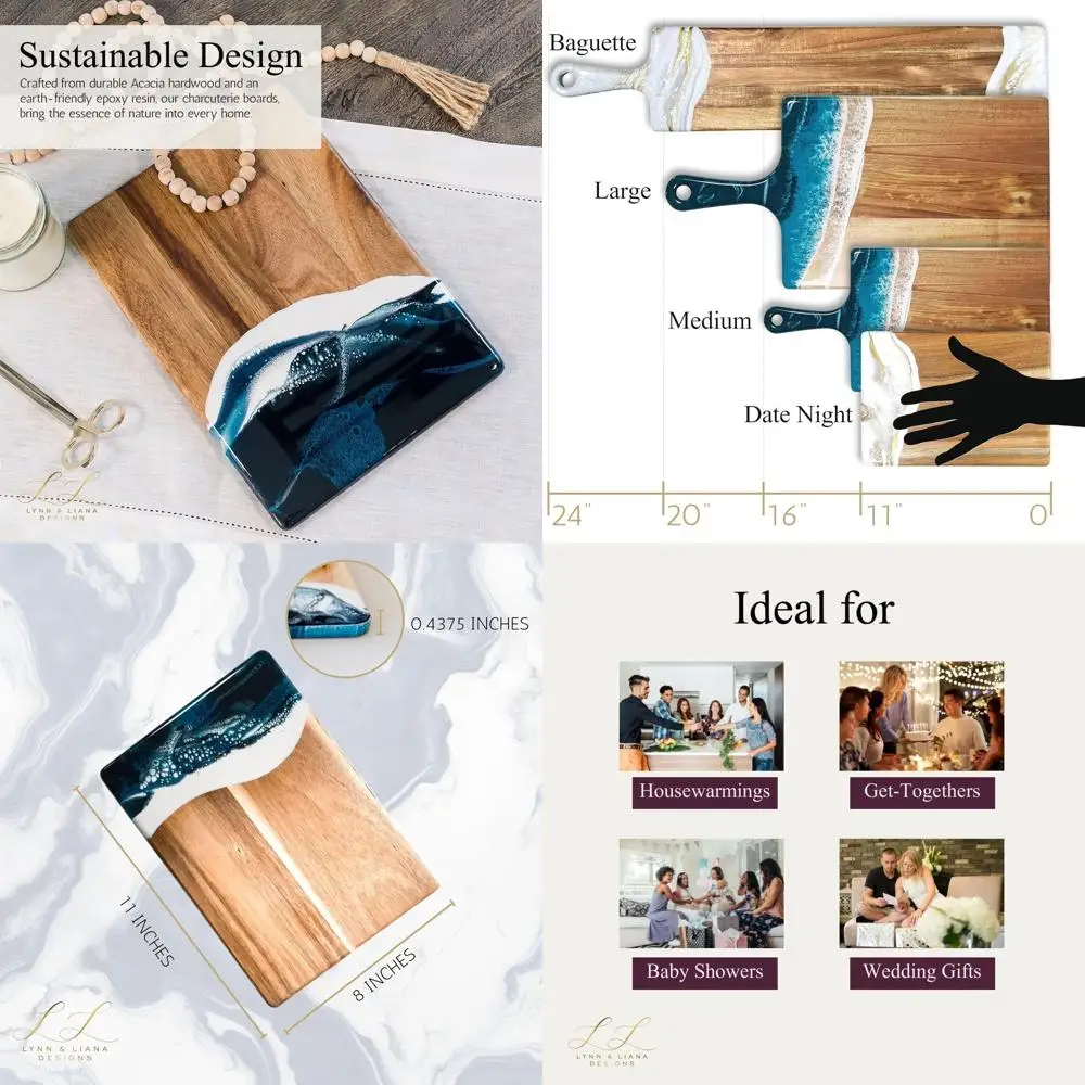 

Элегантная доска для одежды из акации | Сервировочное блюдо из деревянной смолы темно-синего и белого цвета | Сырная доска ручной работы 8x11