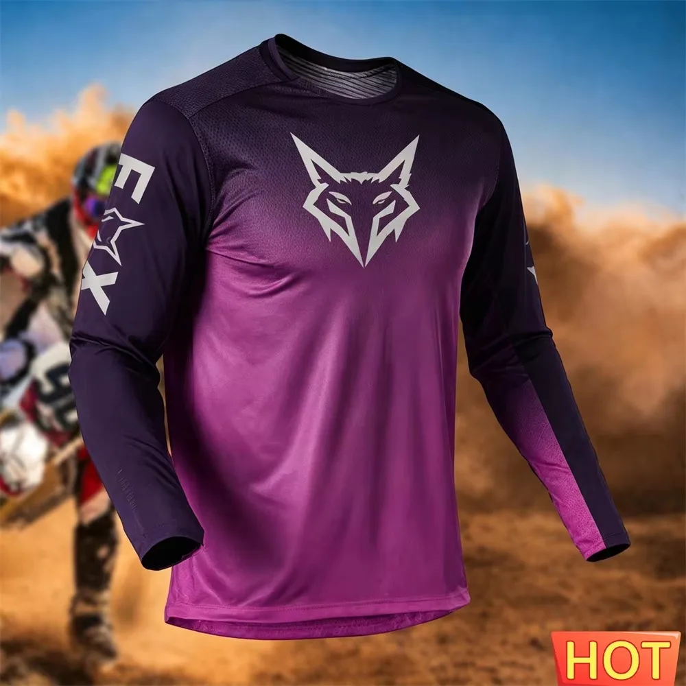 Herren-Motorradtrikot mit 3D-Druck und langen Ärmeln, schnelltrocknendes Sommer-Offroad-Shirt, MTB-Mountainbike-Motocross-Trainings- und Abenteuertrikot – Detail 4