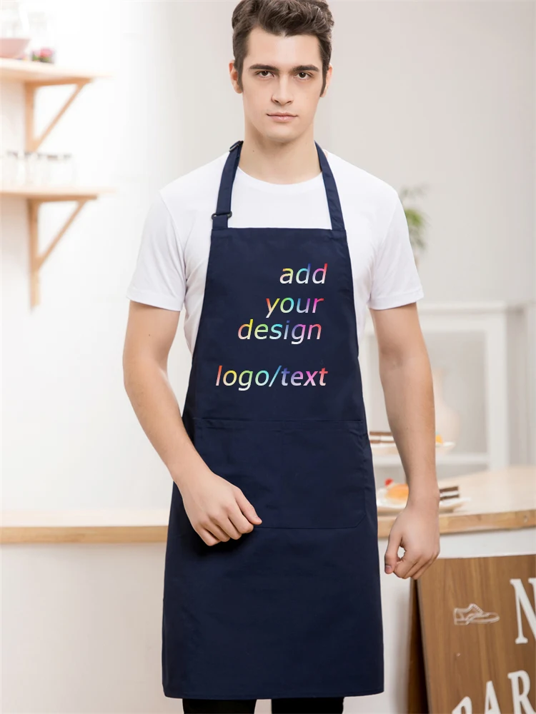 Customizable Chefs Apron for Men Women Kitchen Cooking Anti-fouling Smocks With Pockets Fried Chicken Fast Food Restaurant Robes