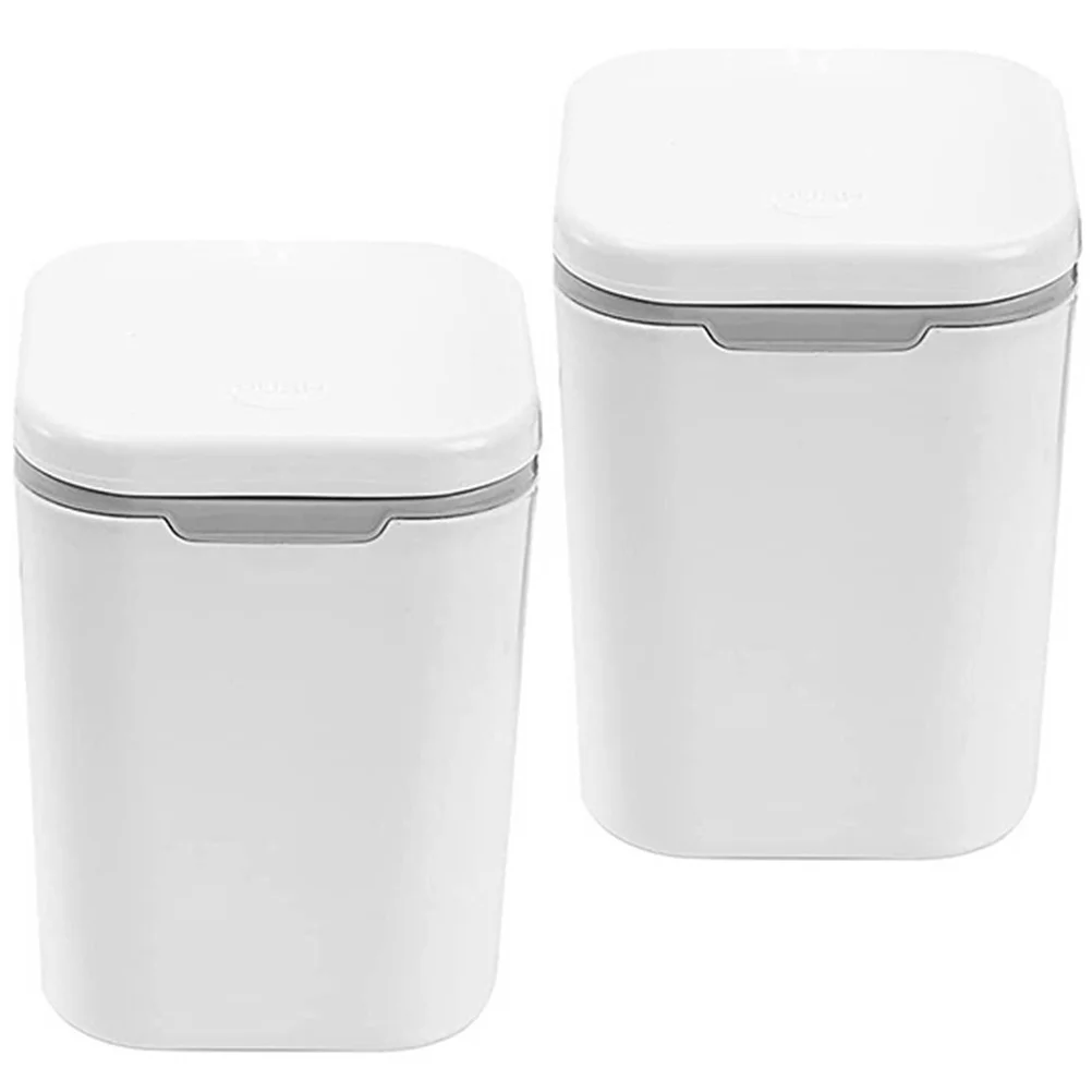 

2Pcs Mini Trash Can with Lid Small Desktop Garbage Bin Bedroom Office Convenient Rubbish Bin Decorative Wastebasket