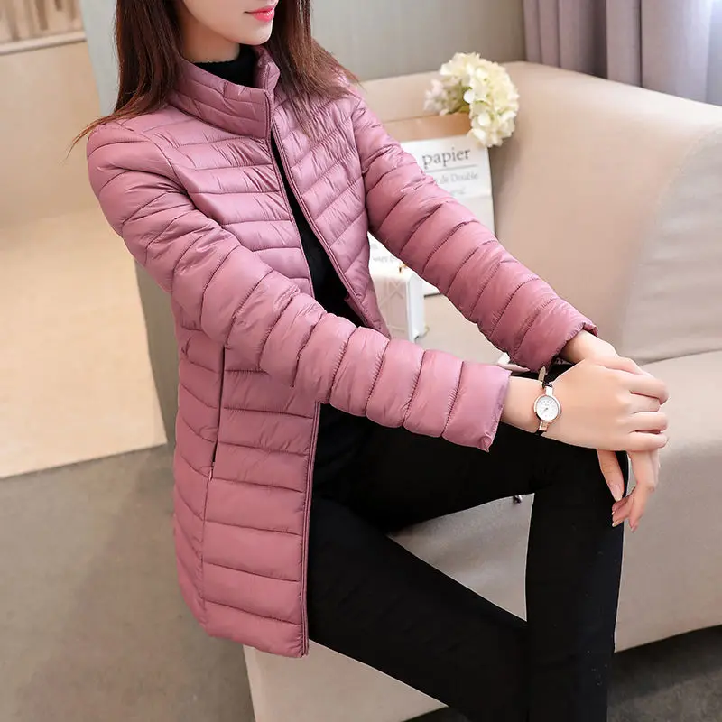 

Women's Lightweight Winter Jacket with Four Pockets Concealed Carry Soft Quilted Jackets Microlight Mid-Length Coat