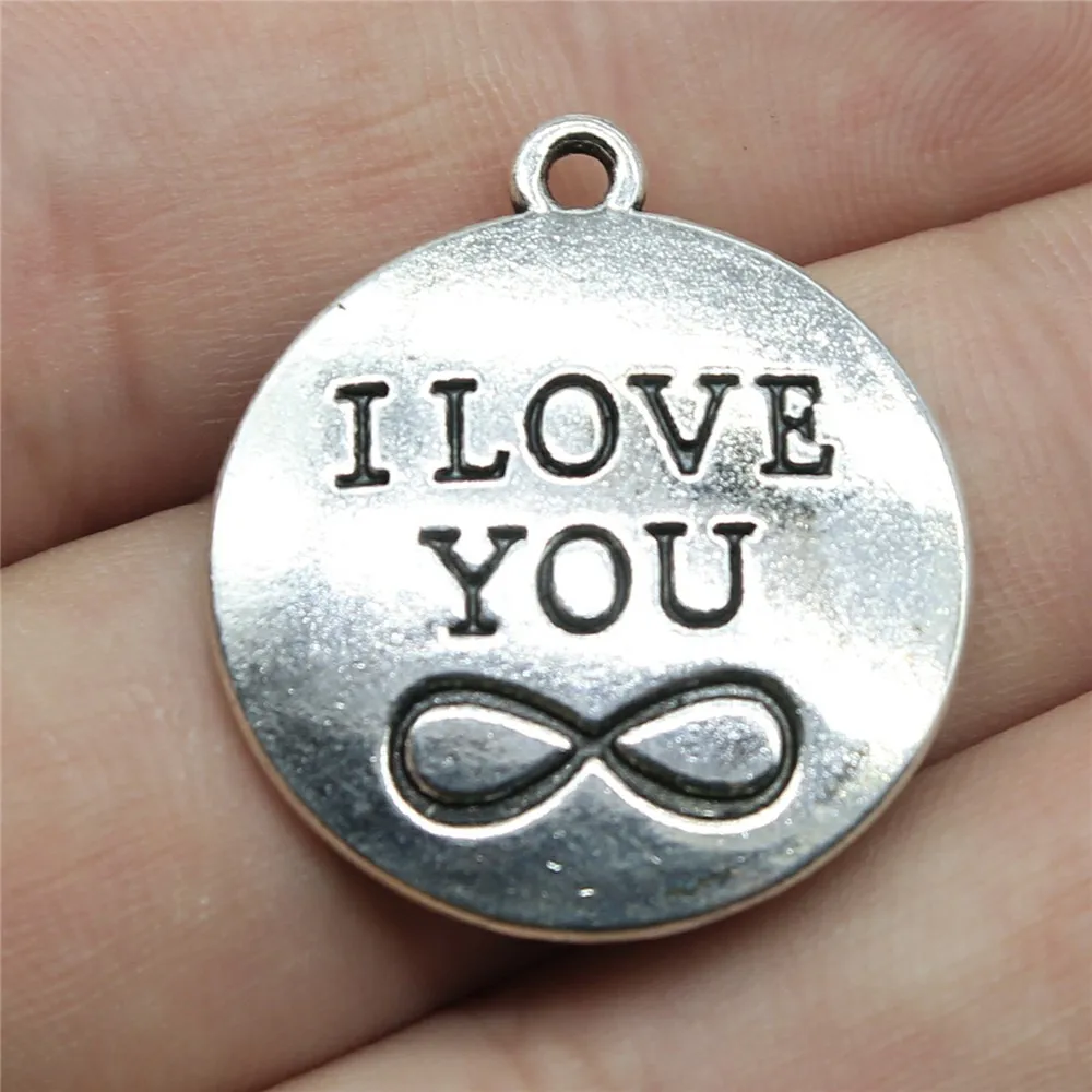 WYSIWYG 10pcs 28x24mm I Love You Infinity Charms DIY Antique Silver Color Antique Bronze Color For Jewelry Making