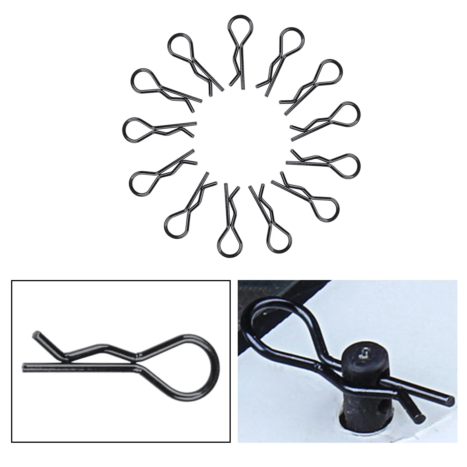 Hobbypark 1/10 1/12 RC Body Clips Washers for Redcat HPI Himoto HSP Exceed RC Shell Replacement 200pcs Black & Silver