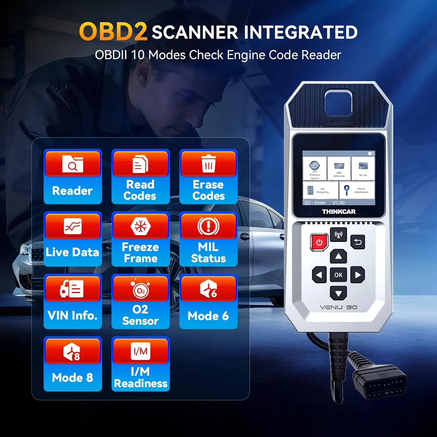 VENU 90 THINKCAR TPMS Activation Tool Handheld Car Tire Pressure Diagnostic Scanner Work with VENU 5 Pro S3/S2/S1 TPMS Sensor