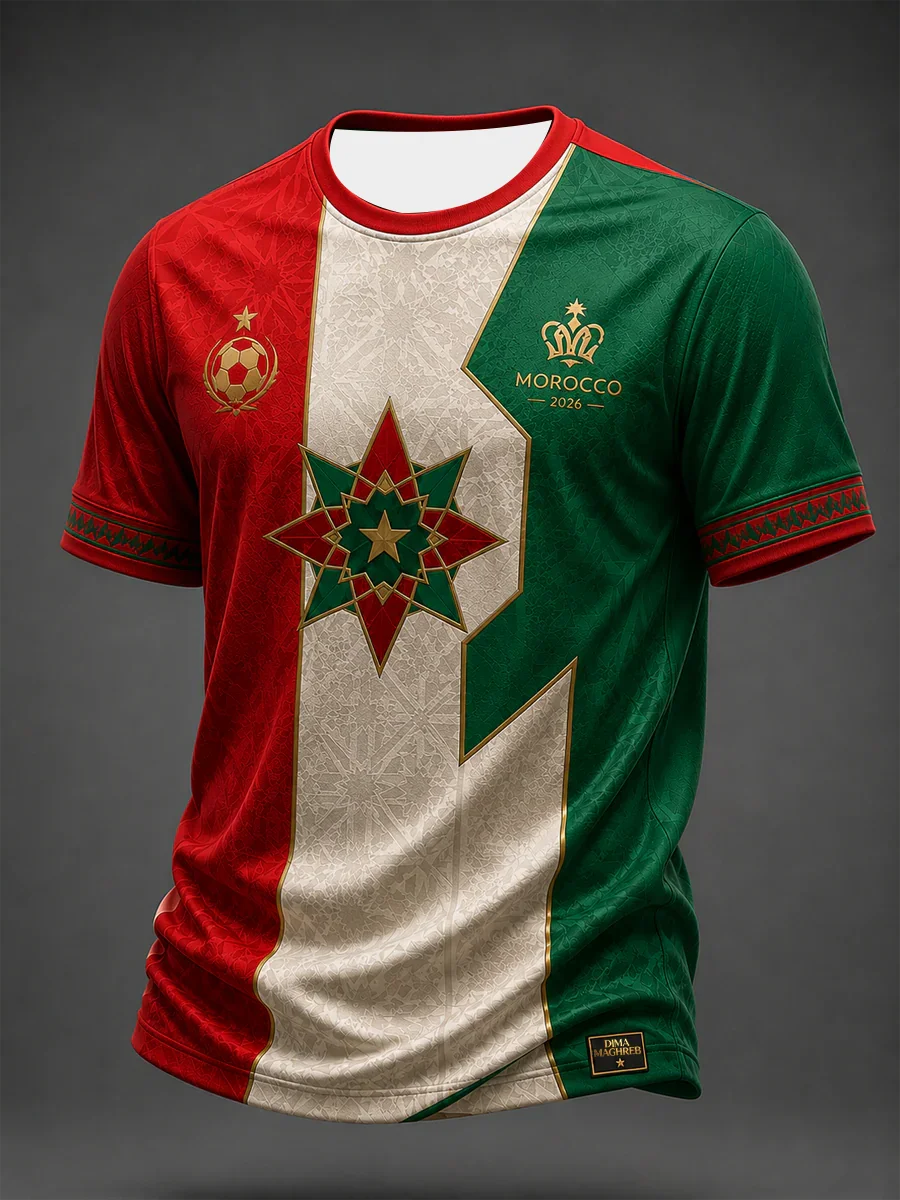 2027 Edition Moroccan Fan Football Training T-shirt 3D Printed Fashionable And Comfortable Y2k Clothes Men