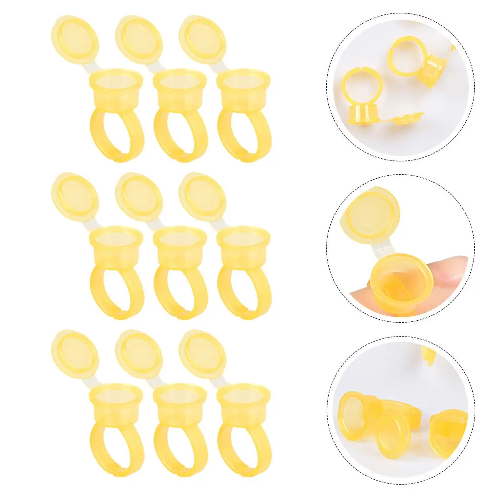 50Pcs Ink Rings Cup Adjustable Finger Ring Cups Tattoo Pigment Holder for Microblading Accessories
