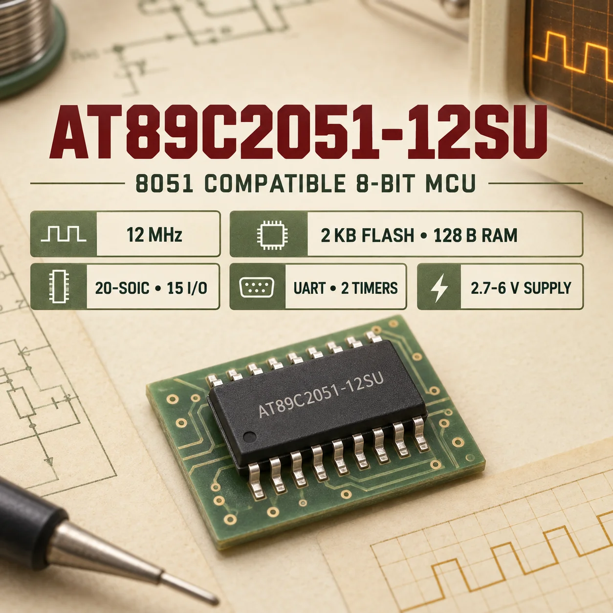 Brand New Original Factory Direct Sale AT89C2051-12SU Electronic Component