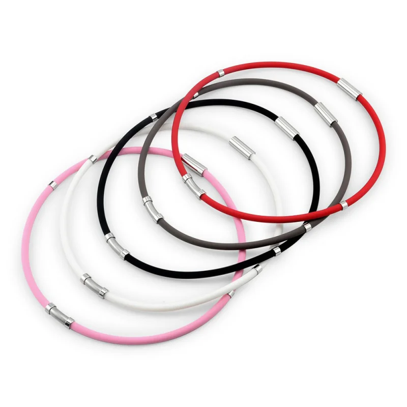 Silicone Energy Collar Men's and Women's Magnetic Therapy Buckle Necklace Versatile Fashion Sports Neck Ring Jewelry