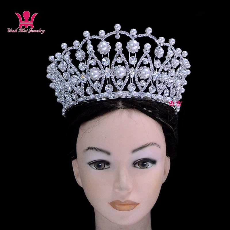 

Pearl Pageant Crown 4 Inches Adjustable High Grade Tiara Australian crystal Hand Made accessories adjustable Hairwear Mo264