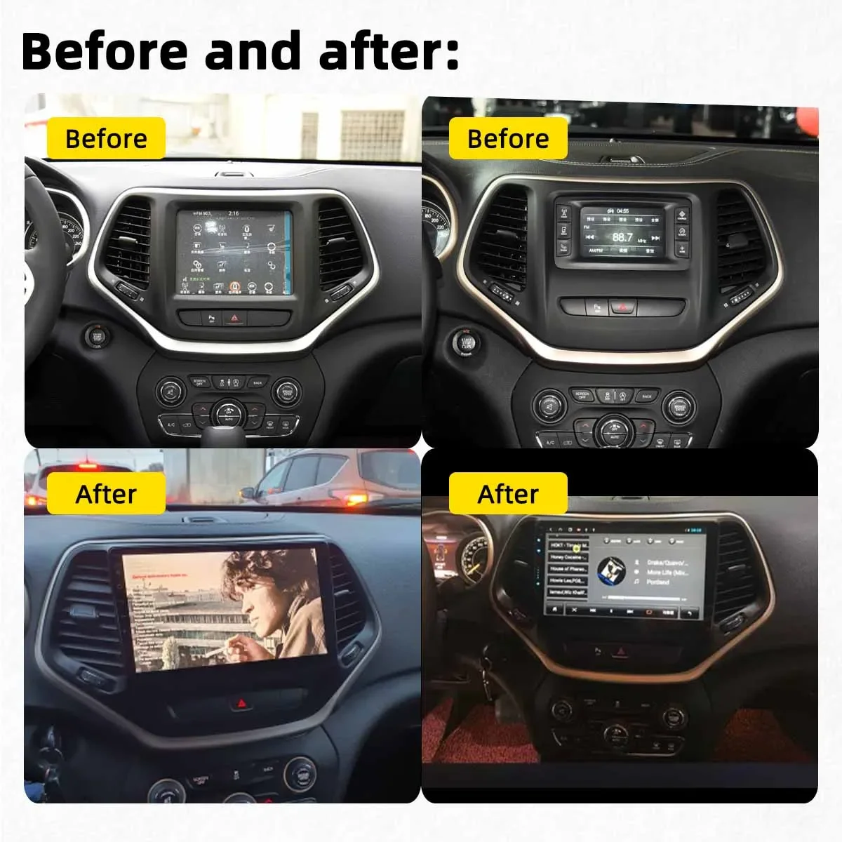 Android Car Radio for Jeep Cherokee 5 KL 2014-2018 2 Din Stereo WIFI Multimedia Player Navigation 4G Autoradio Head Unit Carplay