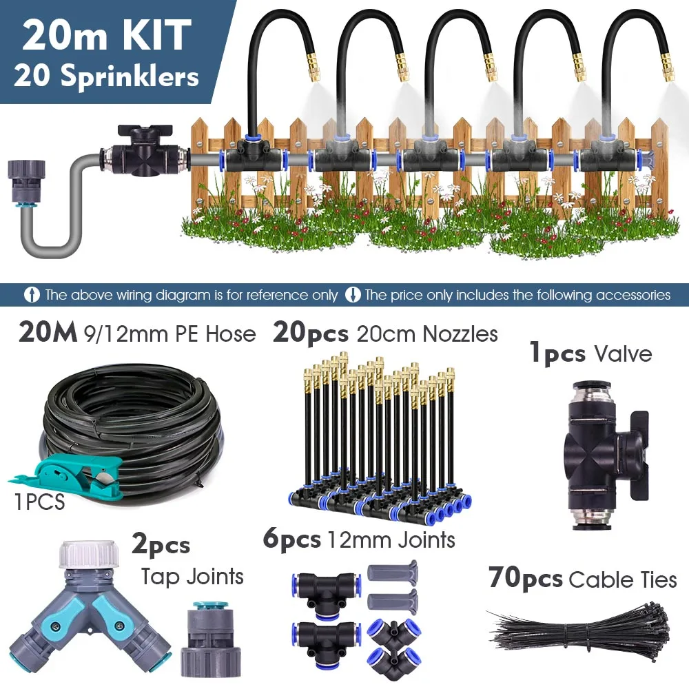 20-5M 3/8 "9/12Mm Vernevelingskoelsysteem 360 ° Vrij-Buig Messing Mondstuk Verstelbare Verstuiver Sproeier Tuin Irrigatie 80Mesh Filter