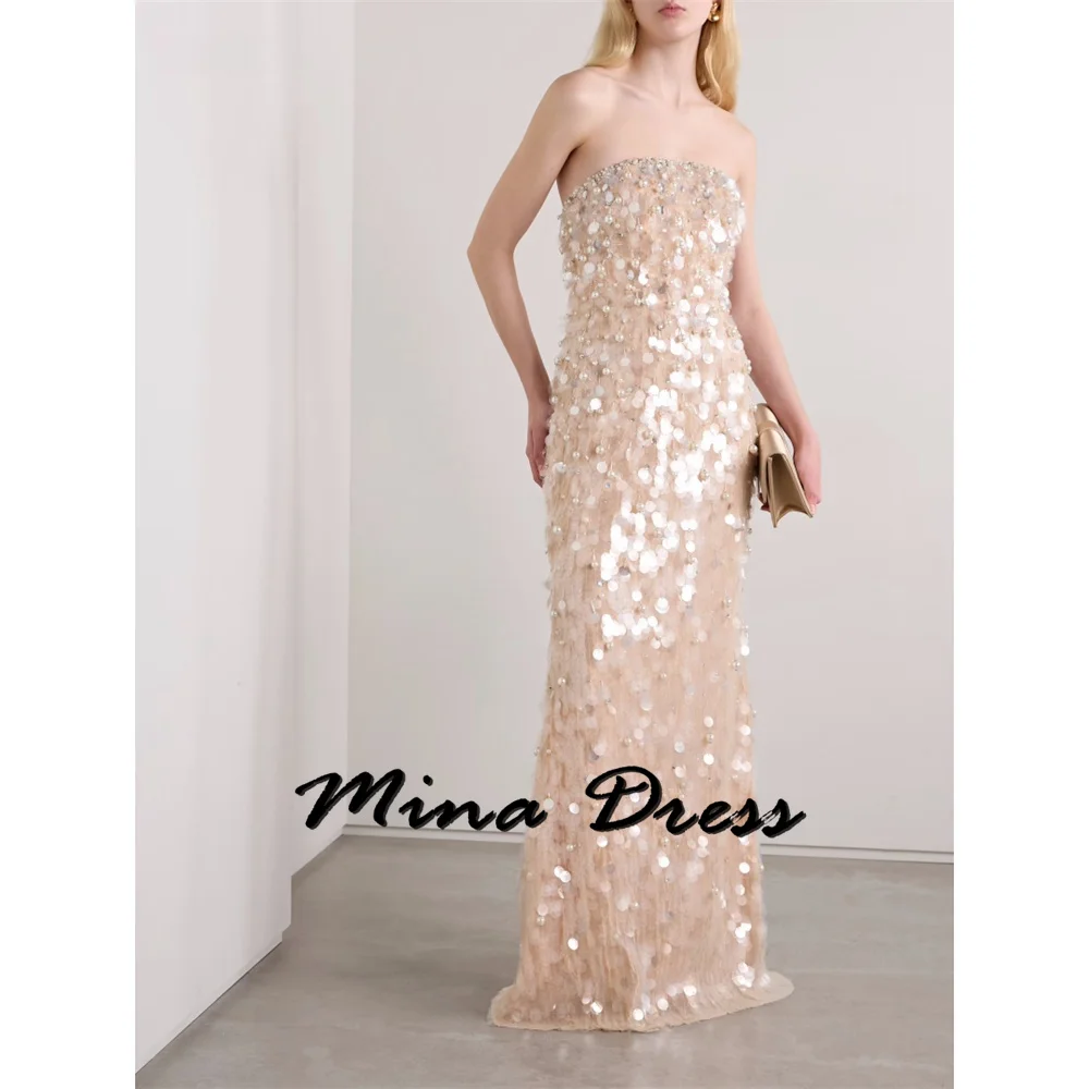 

MinaOff the Shoulders Evening Dresses Woman Elegant Party Dresses 2024 for Wedding Dress Sequins Fish Tail Ball Gowns Prom Gala