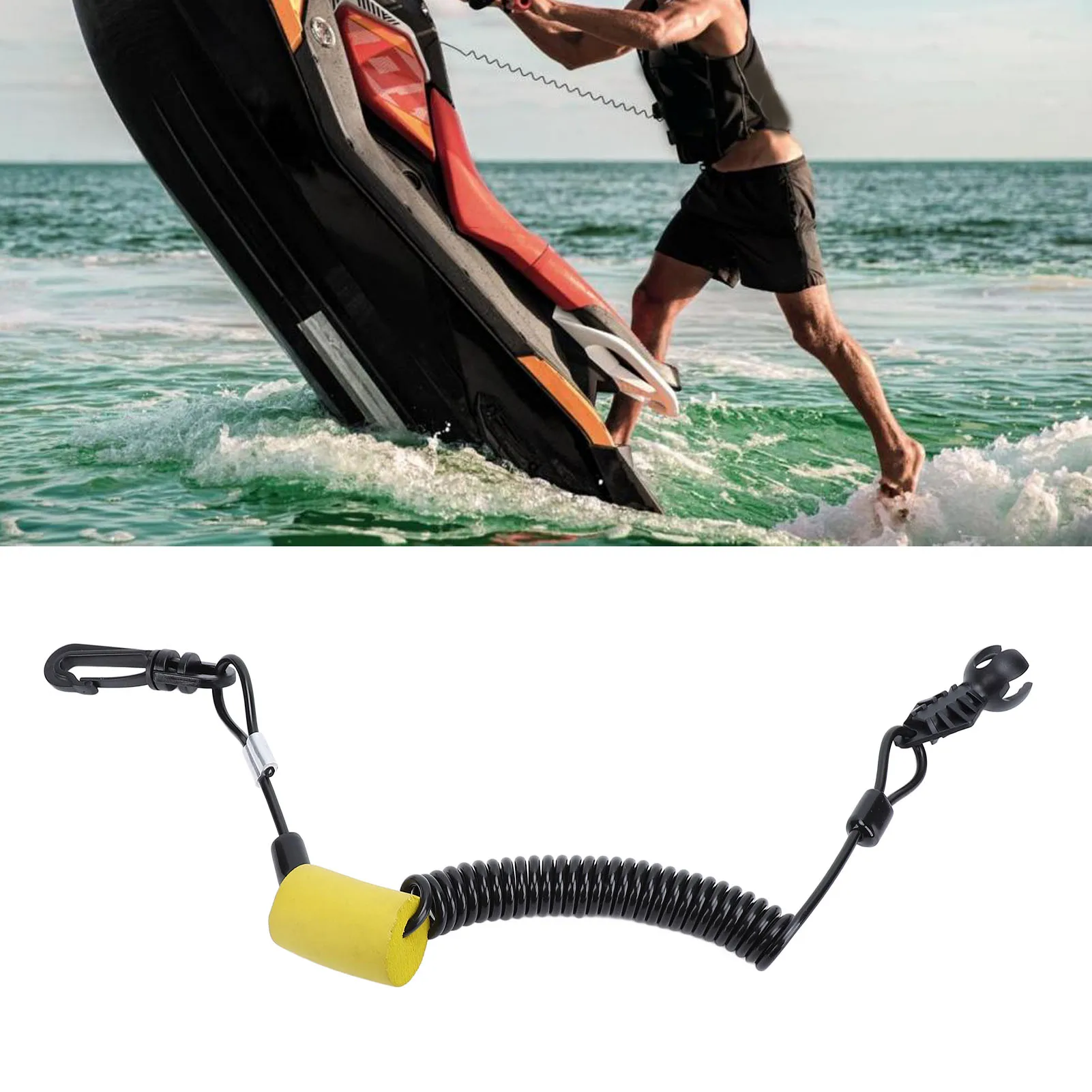 حبل أمان للتزلج النفاث بمحرك القارب 278003092 سلك مفتاح التعلم المضاد للسرقة ومشبك لـ Sea-Doo GTI GTR GTX SPAR Wake PRO