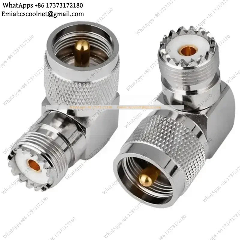 JS02 2PCS PL259 To SO239 UHF Male Female Connector 2PCS UHF Male To UHF Female Coax SL16 PL-259 90 Degree Right Angle