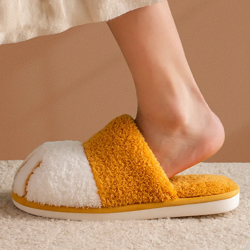 Cute Cartoon Cat Paw Warm Slippers Women Men Indoor Floor Flat Shoes Spring Autumn Winter Home Cotton Plush Zapatos Mujer