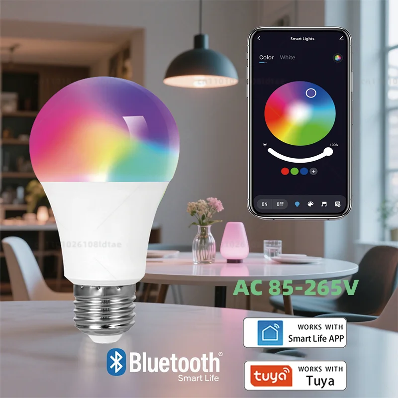 Tuya Bluetooth APP contrôle LED lumière intelligente RGBCW ampoule à intensité variable 15W ménage chambre fête de noël décoration contrôle de groupe