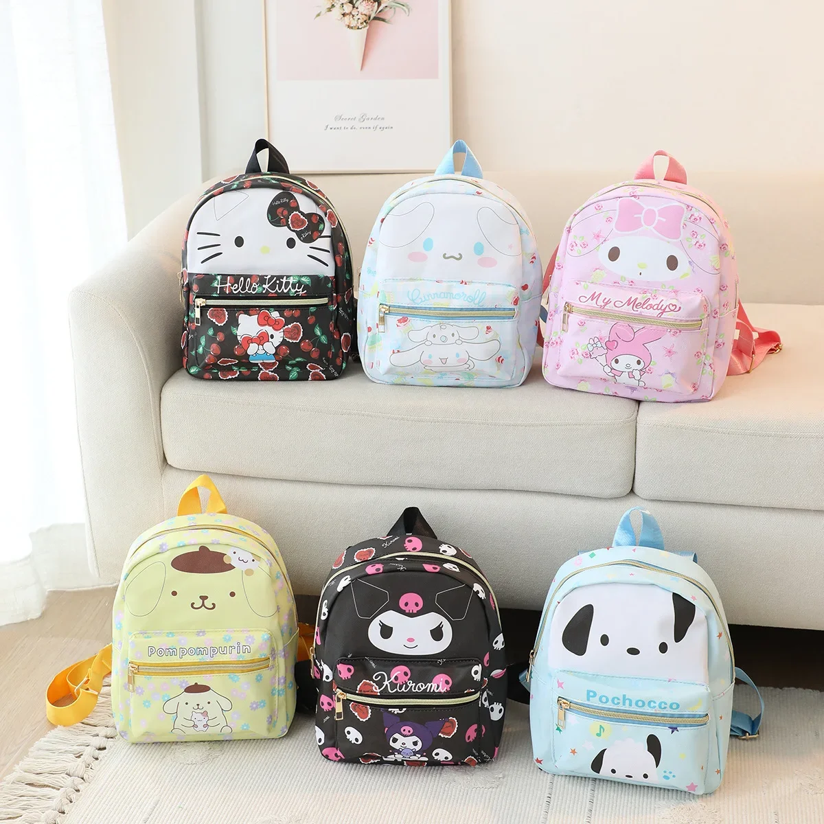 

The new cartoon PU Hello Kitty My Melody Kuromi Cinnamoroll mini backpack small backpack cartoon cute leisure outing small book