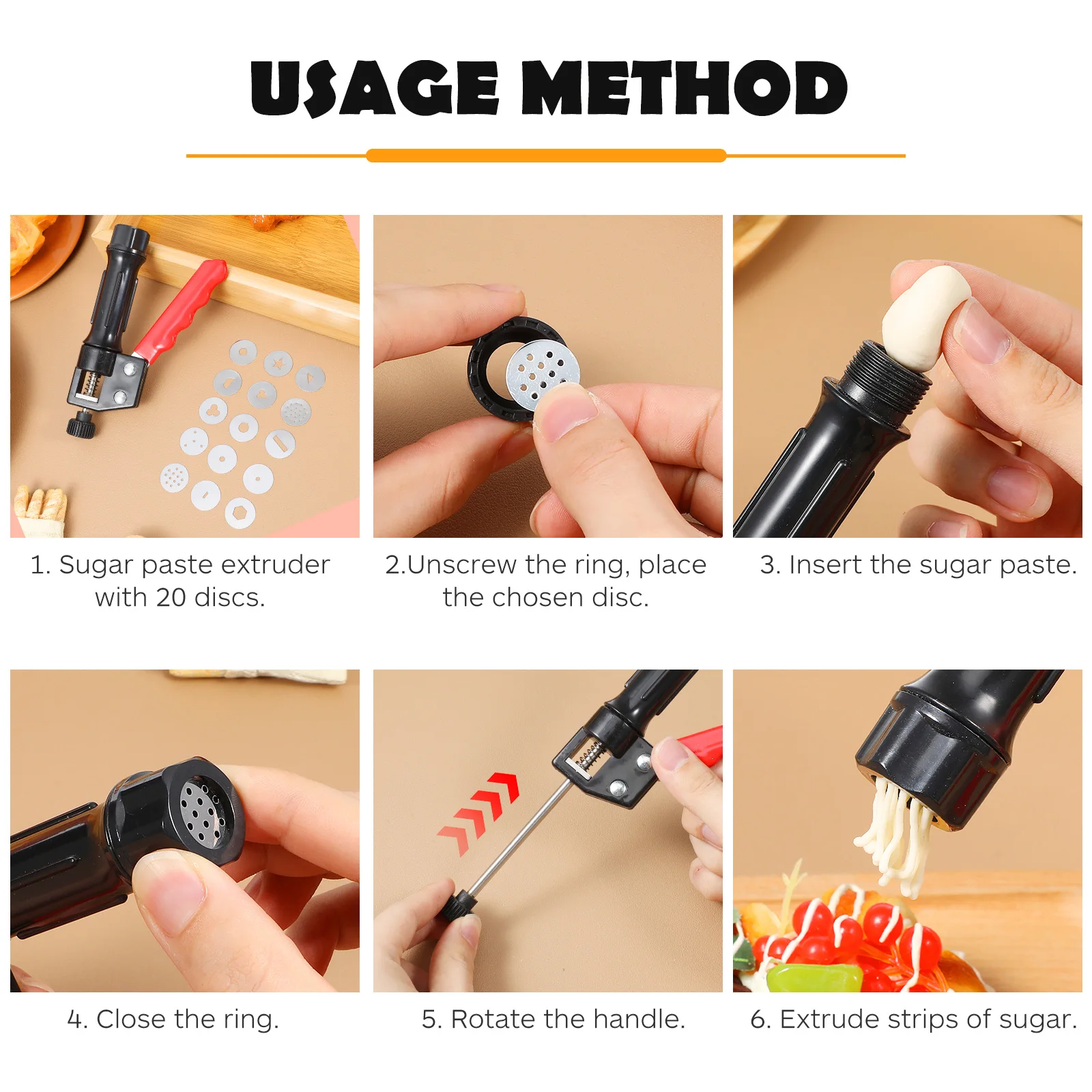 

Clay Extruder Handheld Durable Aluminium Alloy DIY Craft Tool for Polymer Clay Fondant Cake Decoration Modeling