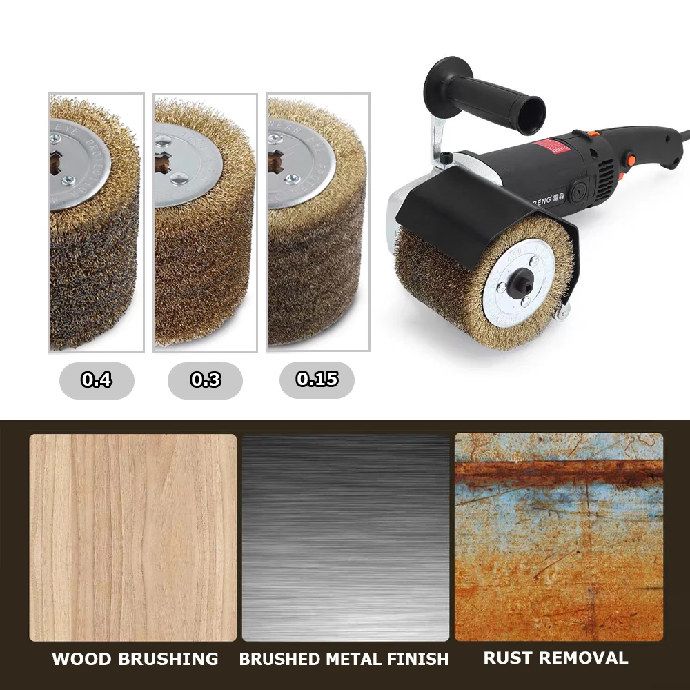 120x100x19 мм Деревообрабатывающий барабан, шлифовальные полировальные вощеные круги - абразивная проволока, полоски песочной ткани, стальная проволока, конский волос, сизаль