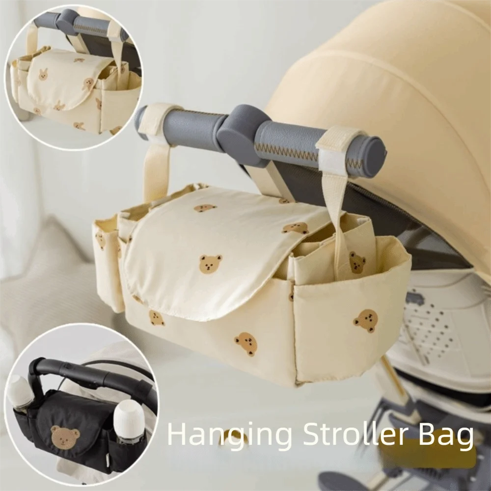 Cute Cartoon Stroller Organizer Bag Cloth Multi Pocket Stroller Hanging Bag Bear Mommy Bag Pram Storage Bag Baby Stroller Pouch
