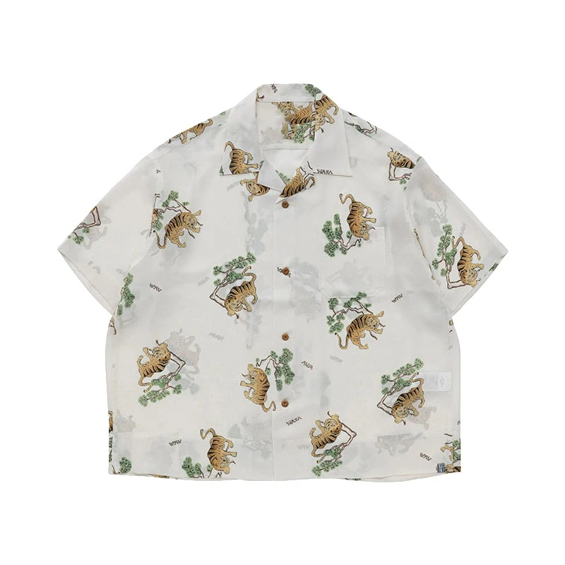 New tiger flower shirt top short-sleeved summer style