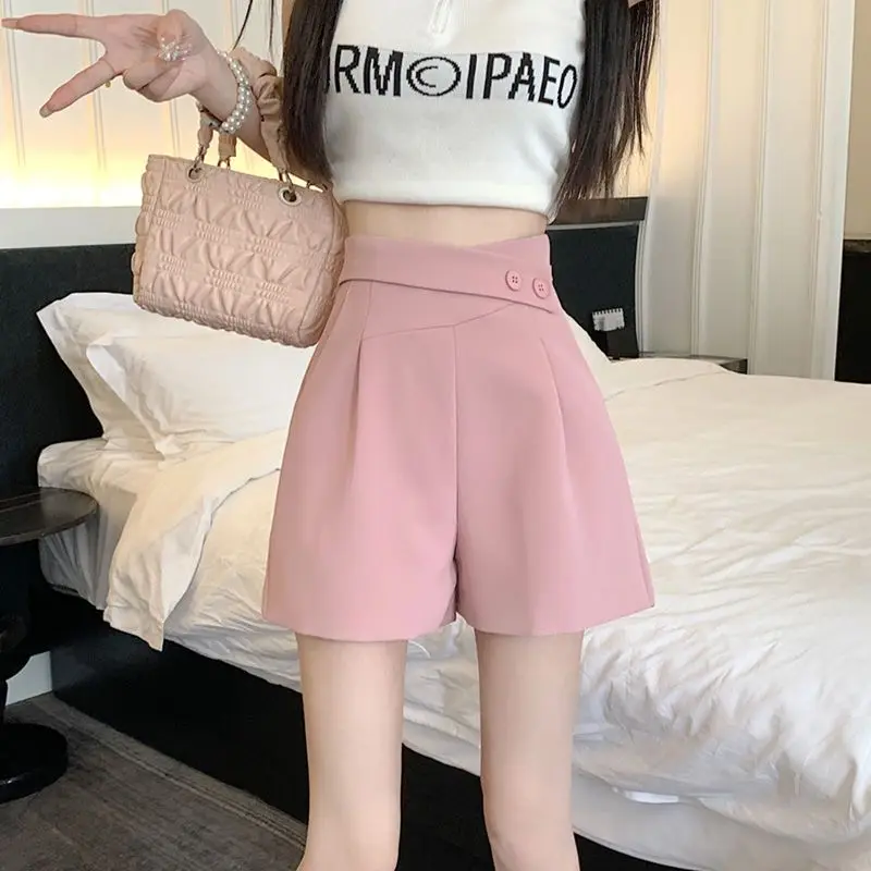 Shorts femmes été tempérament Harajuku bureau dame solide Simple élégant tout-match Baggy décontracté Mujer populaire confortable Chic
