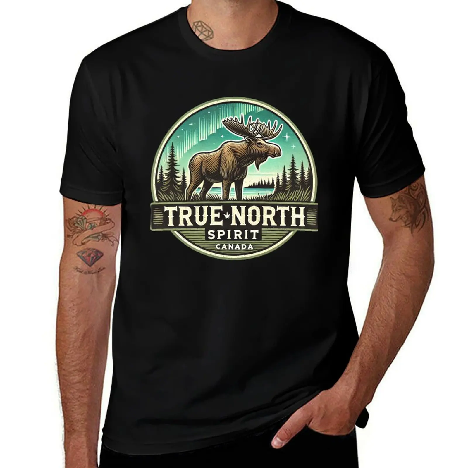 Northern Spirit Moose T-Shirt Active Wear Sports for Men T-Shirt
