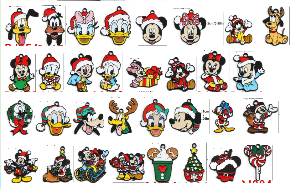 

Disney 10PCS cartoon Christmas mickey minnie duck Pendant DIY Jewelry Necklace Earrings Bracelet Jewelry Earring Charms
